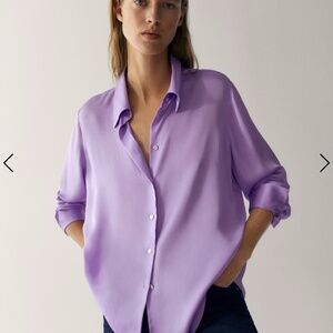 MASSIMO DUTTI  Lustrous LILAC SATIN Blouse Sz 2